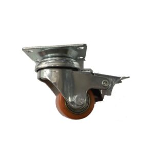 Ρόδα Υπερβαρέως PU Πορτοκαλί/Περιστρεφόμενη Με Βάση&Φρένο/Φ35