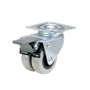 Ρόδα Διπλή Υπερβαρέως PU Γκρι/Περιστρεφόμενη&Φρένο